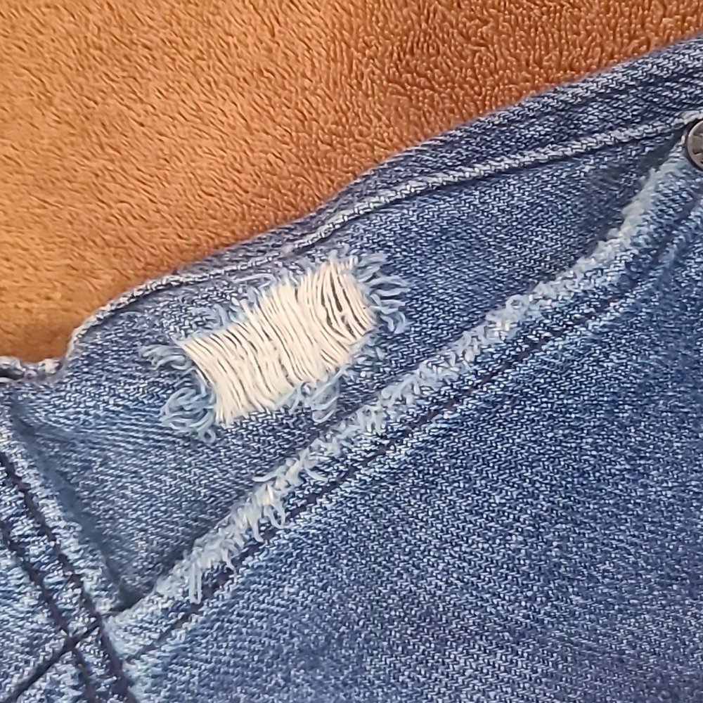 Free People Medium Wash Blue Button Fly High Rise Baggy Shorts Women's Size 4 - Picture 5 of 12
